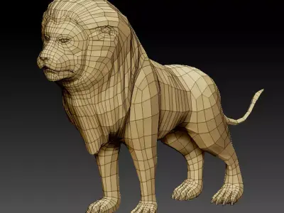 3D LION LOWPOLY pug Low-poly 3D model