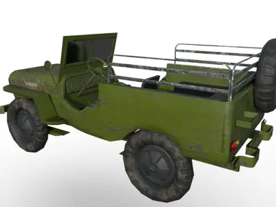 Military Jeep Low Poly Model  Low-poly 3D model