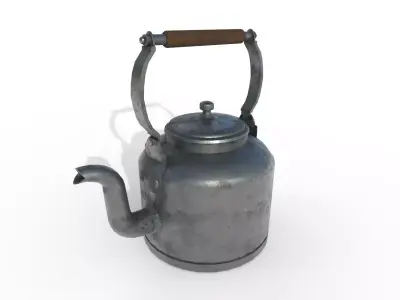 Kettle metal tea Low-poly 3D model