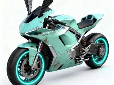 Realistic Cyberpunk Easter Rabbit Bike 3D Model Low-poly 3D model