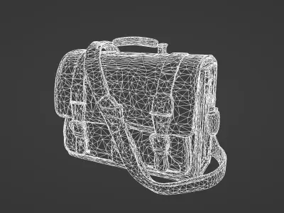 Vintage Leather Satchel with Buckle Detailing  3D Model 3D model