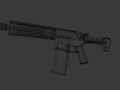 M7A1 Rifle short barrel M16 Style Assault Rifle Free low-poly 3D model