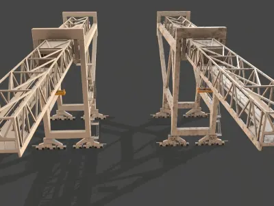 PBR Port Container Crane - White Low-poly 3D model