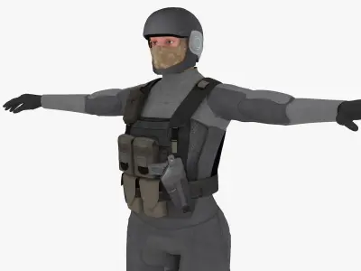 futuristic female soldier 3D model