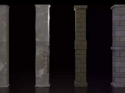 Stone Pillar Pack Low-poly 3D model