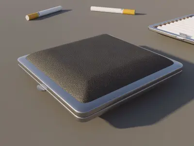 Cigarette Case Leather Closed and Open With 2 Color 3D model