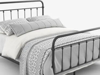 Giselle Antique Graceful Dark Bronze Victorian Iron Bed 3D model