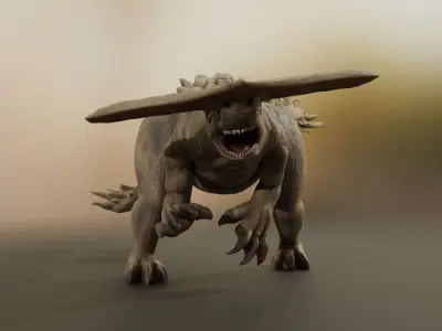 FlatHead mutant alien Low-poly 3D model