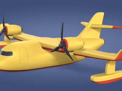 Generic Firefighting Aircraft - Airplane - Seaplane - Floatplane Low-poly 3D model