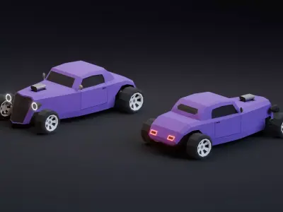 Hot Rod Car Low-poly 3D model