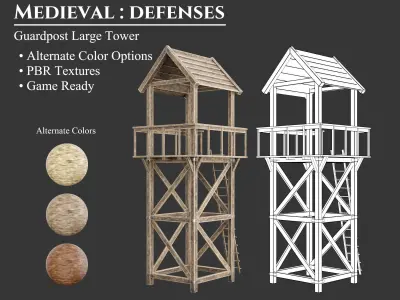 Medieval Defense Guard Tower Large Low-poly 3D model