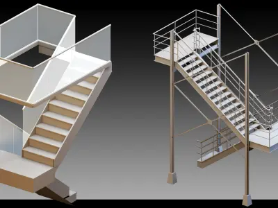 50 Stairs- Vol 03- Kitbash- High detail 3d models 3D model