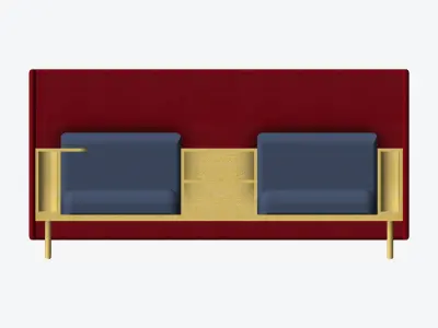 Sofa - Contemporary - Flame - Central Shelf Work Shelf - Left Low-poly 3D model
