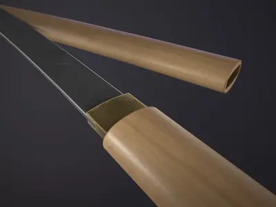 Wakizashi Japanese Sword Free low-poly 3D model