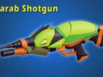Scarab Shotgun Game Ready 3D Model Low-poly 3D model