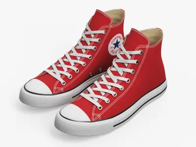 Red Converse All Stars Sneakers 3D model