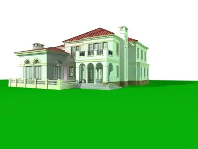 Villa house on field 3D model