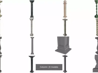 Column marble with square base 3D Model Pack