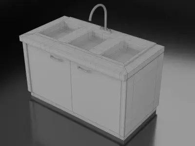 Food Truck Sink - Commercial Kitchen 3D Model Low-poly 3D model
