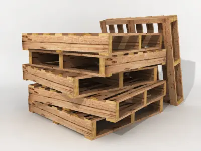 Low poly wood pallet for games and VR Low-poly 3D model