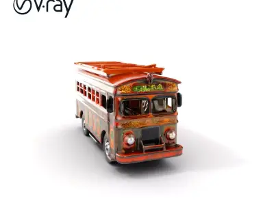 Colorful Colombian Chiva Bus D Model Pack Low-poly 3D model
