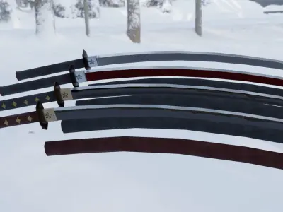 Katana samurai swords for sims Low-poly 3D model