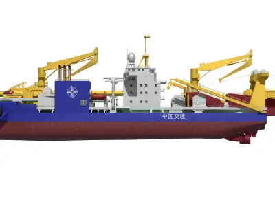 Tiankun Heavy-duty Self-propelled Cutter Suction Dredger 3D model