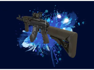 RIFLE 1 - AK47 Tactical Assault Rifle - 4K Game Ready Low-poly 3D model