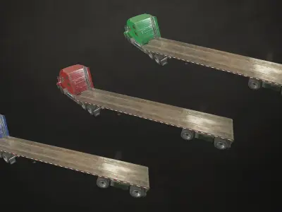 Semi Truck Flatbed Trailer Low-poly 3D model