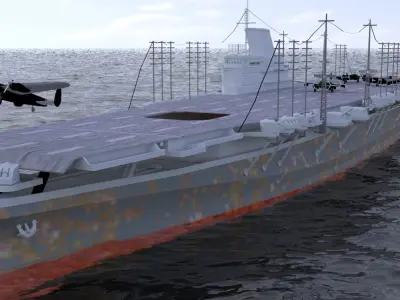 japanese aircraft carrier shinano Low-poly 3D model