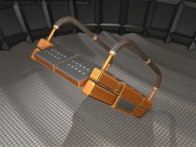 Sci-Fi Stairs - 7- Orange Version  Low-poly 3D model