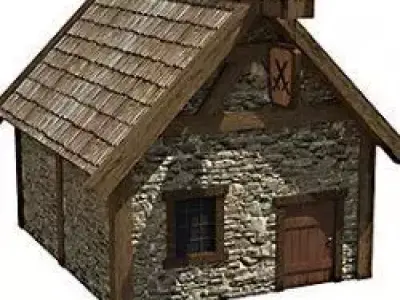 Realistic Medieval Stone Cottage 3D Model for Environment Design 3D model