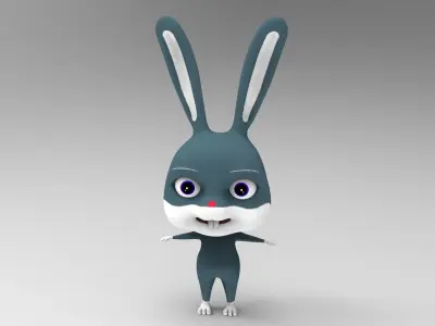  Rabbit Cartoon 3D Free low-poly 3D model