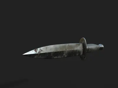 WW2 British commando knife Low-poly 3D model