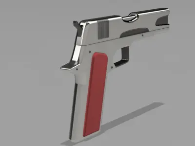 Pistol silver and Free 3D model