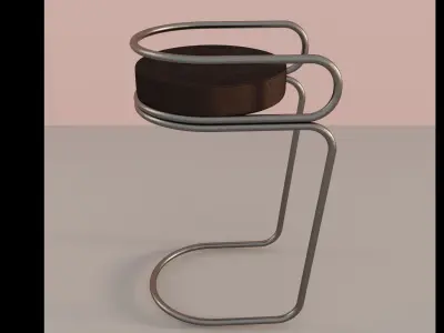 A bar stool with a round seat Free 3D model