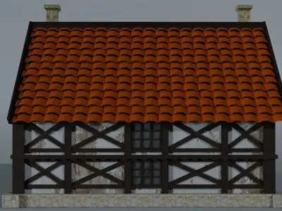 Medieval German house Low-poly 3D model