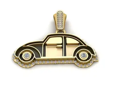 Golden Retro Car Pendant   Luxury Vehicle Jewelry 3D Model  3D print model purchase