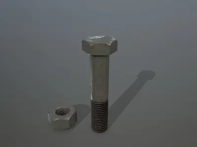 Bolts bolt and nut Low-poly 3D model 10