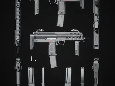 MP 7 Sub Machine Gun Low-poly 3D model