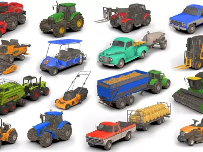3D model Farm Vehicle Pack Low-poly 3D model