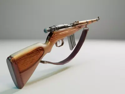Low Poly Stylized Rifle 3D Model - Game Ready Low-poly 3D model