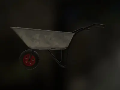 Wheelbarrow Galvanized Low-Poly PBR AR VR Low-poly 3D model