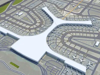 Kunming Changshui International Airport 10km Low-poly 3D model