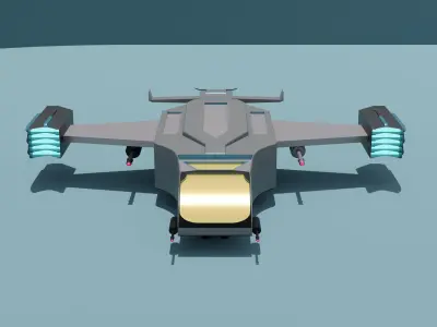 Low-poly Military Aircraft 3D model - VTOL  Free low-poly 3D model