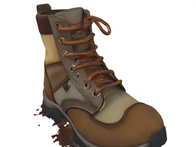 Realistic Hiking Work Boot 3D Model Low-poly 3D model