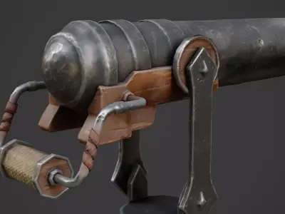 Stylized Harpoon Gun Game Ready Low-poly 3D model