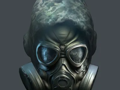 Gas mask helmet 3d model military combat Low-poly  Low-poly 3D model 4