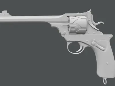 Webley Fosbery Automatic Revolver Low-poly 3D model get
