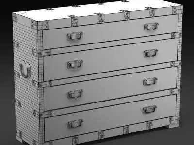 Chest Vintage Antique Oak 3D model